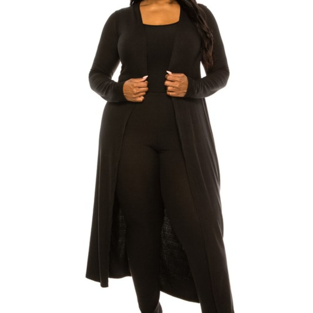 Three piece Pant set Plus size Black